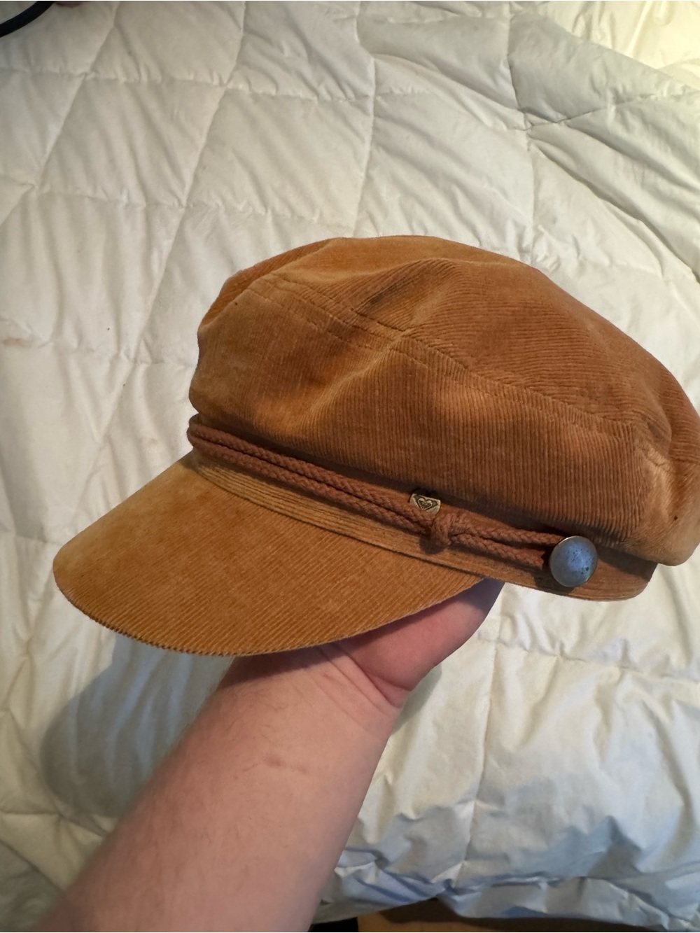 Corduroy Baker Boy Cap in Camel Brown